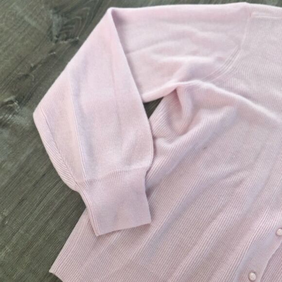 Elizabeth Williams Soft Acrylic Pink Long Sleeve Button Up Sweater Size Medium - Picture 4 of 9